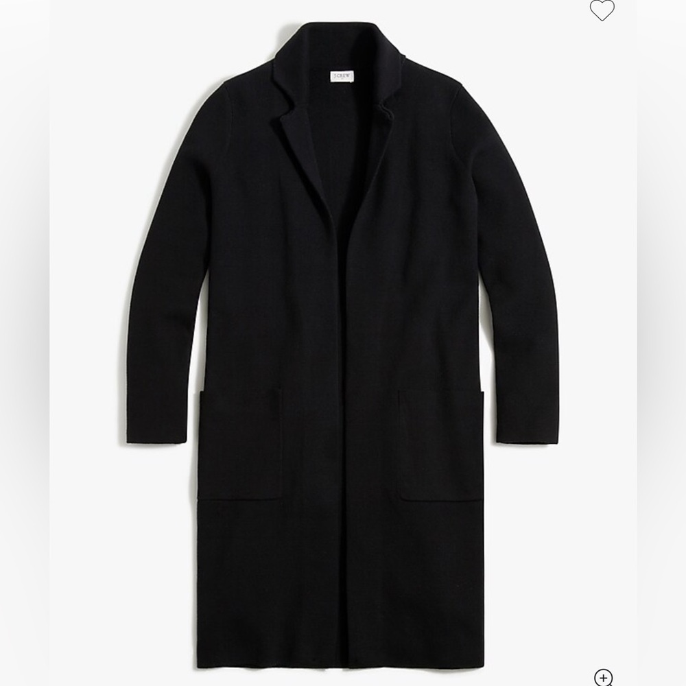 J Crew Factory Long Sweater-Jacket Black Medium NWT